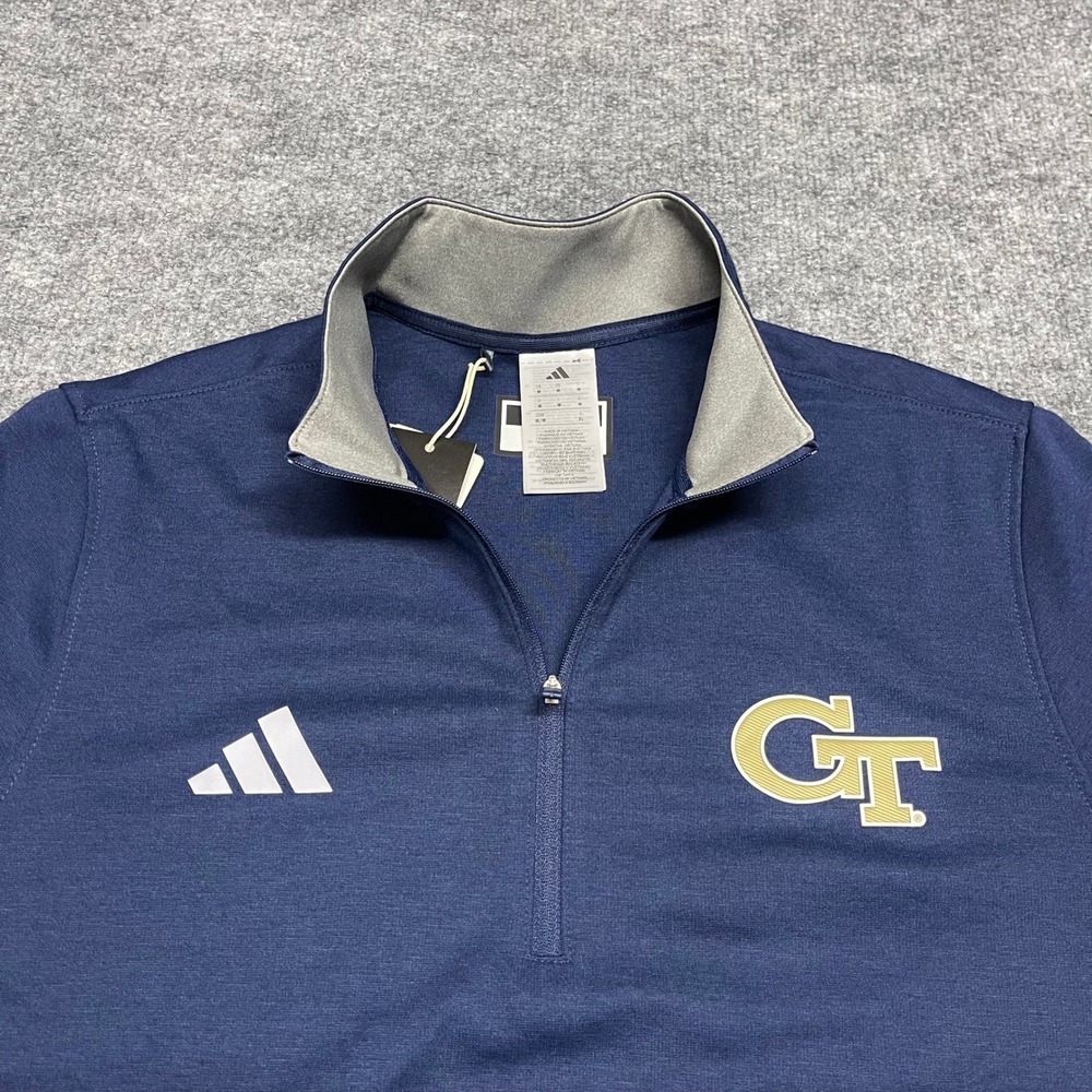 Georgia Tech Yellow Jackets Pullover Mens Medium Navy Blue Adidas 1/4 Zip NCAA - Picture 3 of 13